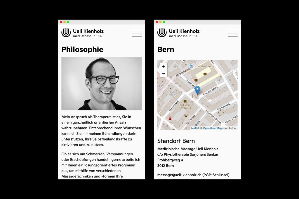 Ueli Kienholz webseite - mobile responsive darstellung