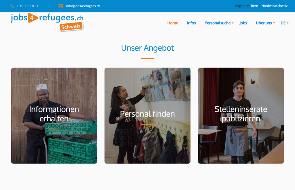 Jobs4refugees Webseite Angebot - Captns Konzept und Gestaltung