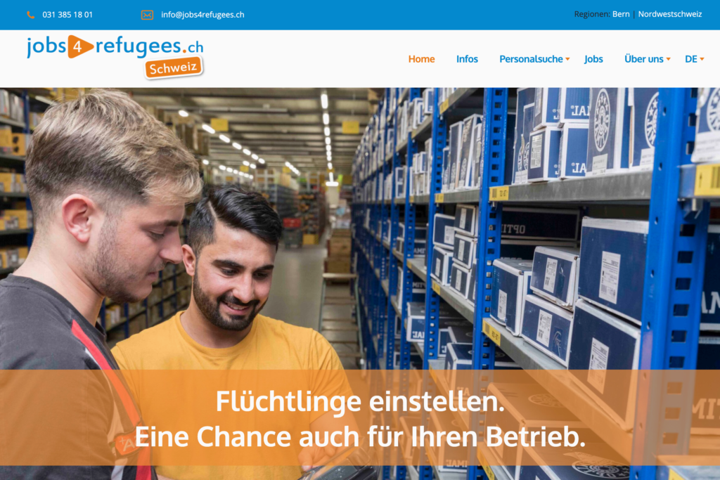 Jobs4refugees Startseite - Webapplikation für das Stellenportal- Captns Konzept und Gestaltung