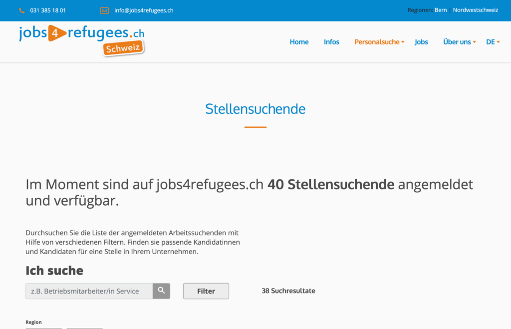 Jobs4refugees Personalsuche - Stellenportal für Flüchtlinge - Captns Konzept und Gestaltung